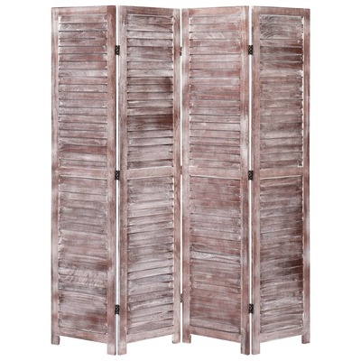 4-Panel Room Divider Brown 140x165 cm Wood