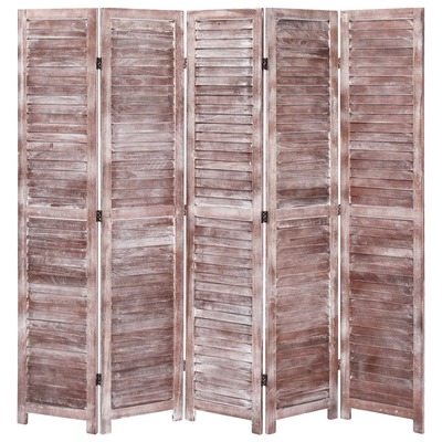 5-Panel Room Divider Brown 175x165 cm Wood