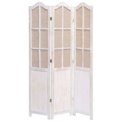 3-Panel Room Divider White 105x165 cm Fabric