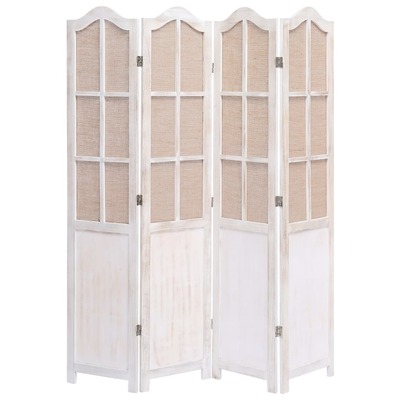 4-Panel Room Divider White 140x165 cm Fabric