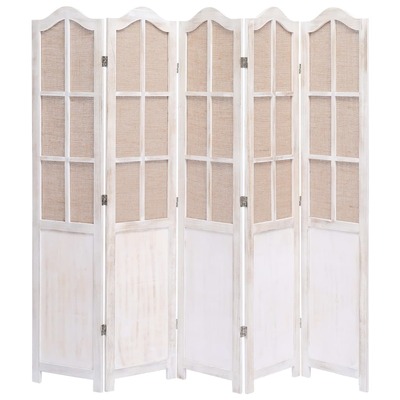 5-Panel Fabric Room Divider White
