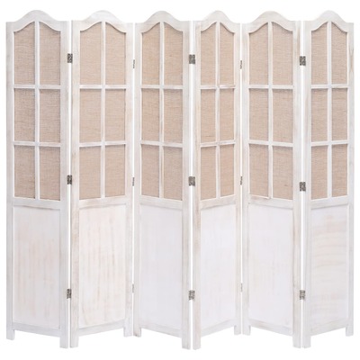 6-Panel Fabric Room Divider White