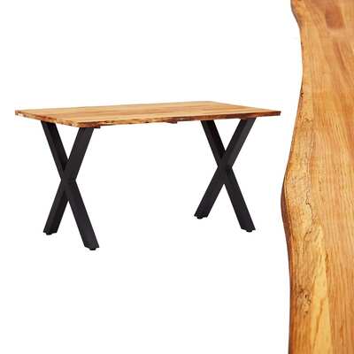 Dining Table Solid Oak Wood Natural and Black
