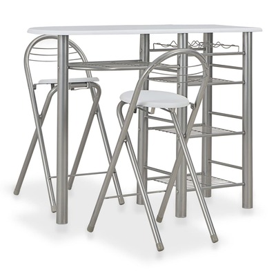 3 Piece Bar Set with Shelves White