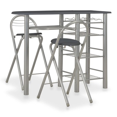 3 Piece Bar Set with Shelves Black