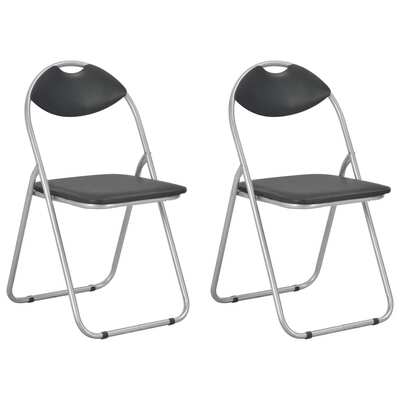 Folding Dining Chairs 2 pcs Black