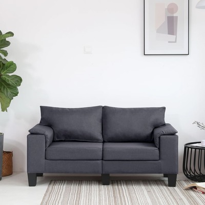 2-Seater Sofa Dark Grey Fabric