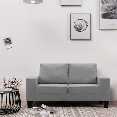 2-Seater Sofa Light Grey Fabric
