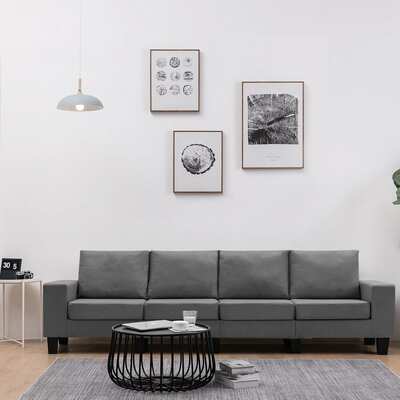 4-Seater Sofa Dark Grey Fabric