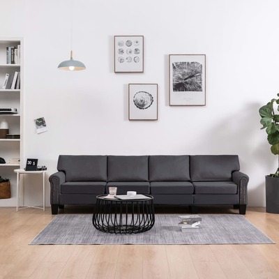 4-Seater Sofa Dark Grey Fabric