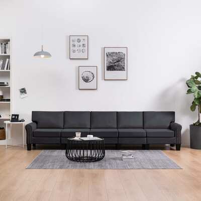 5-Seater Sofa Dark Grey Fabric