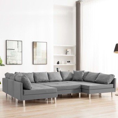 Sectional Sofa Fabric Light Grey