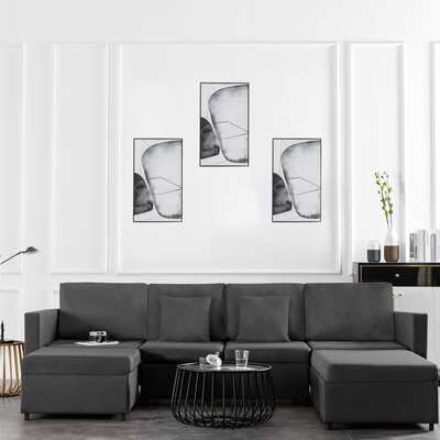 4-Seater Pull-out Sofa Bed Fabric Dark Grey