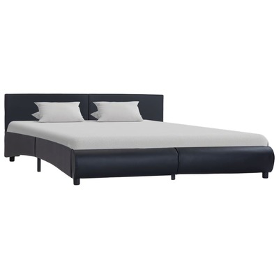 Bed Frame Black Faux Leather 183x203 cm