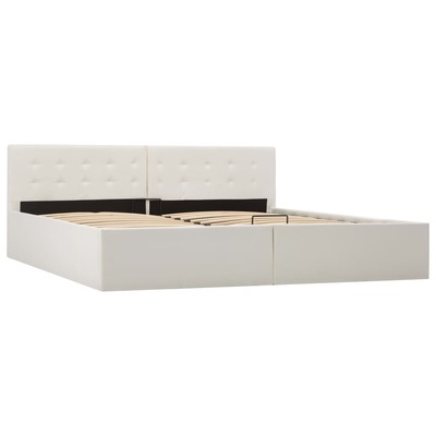 Hydraulic Storage Bed Frame Black Faux Leather 183x203 cm