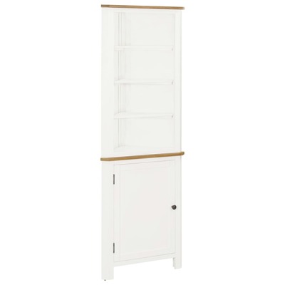 Corner Cabinet Solid Oak & White Wood