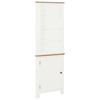 Corner Cabinet Solid Oak & White Wood