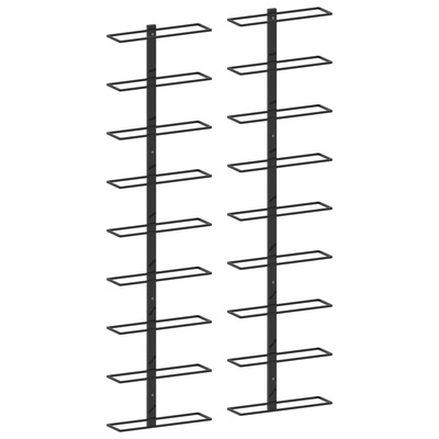 289562 Wall-mounted Wine Racks for 18 Bottles 2 pcs Black Iron 
