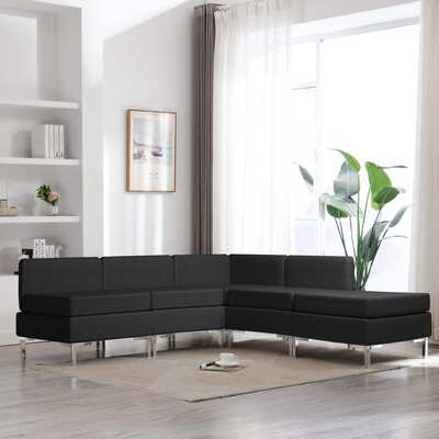 5 Piece Sofa Set Fabric Black