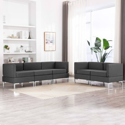 5 Piece Sofa Set Fabric Dark Grey