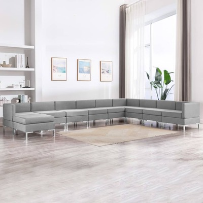 10 Piece stylish Sofa Set Fabric Light Grey