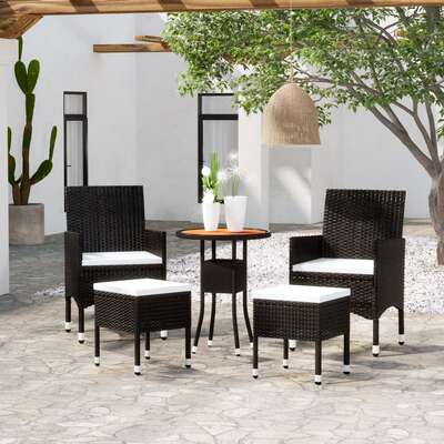 Space Saving 5 Piece Garden Lounge Set Relaxing Seating Modern Living 