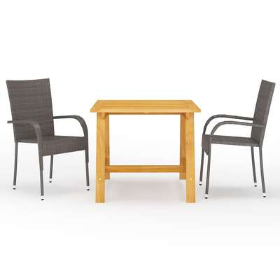 Space Saving 3 Piece Garden Dining Set Indoor Outdoor Use Essentials 