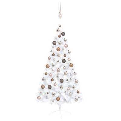 Artificial Half Christmas Tree with LEDs&Ball Set-White
