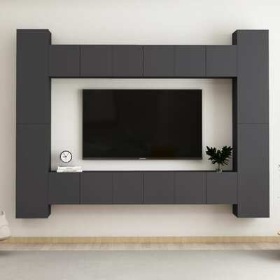 10 Piece TV Cabinet Set Grey - Engineered Wood