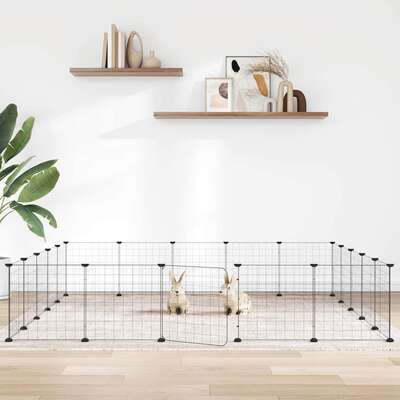 20-Panel Pet Playpen Cage Steel Black | EXTG