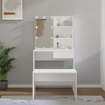 Dressing Table Set with LED White /Engineered Wood