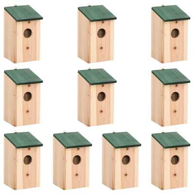 Bird Houses 10 pcs Solid Firwood 