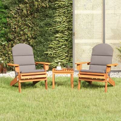 3-Piece Adirondack Garden Lounge Ensemble in Solid Acacia