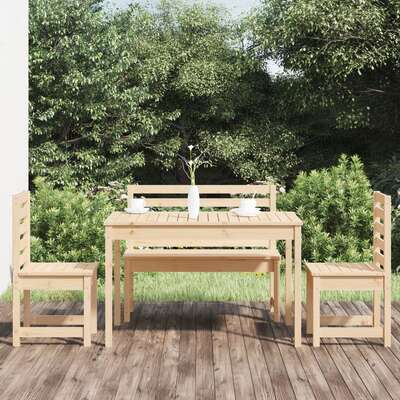 4-Piece Solid Wood Garden Dining Ensemble