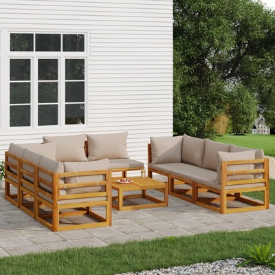 9-Pcs Solid Wood Garden Lounge Set