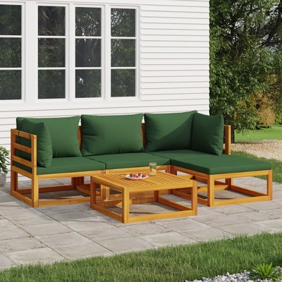 Green Grove Gathering: 5-Piece Solid Wood Garden Lounge Set