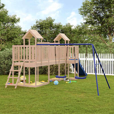 Adventure Haven: The Ultimate Solid Wood Pine Playhouse with Slide and Swings