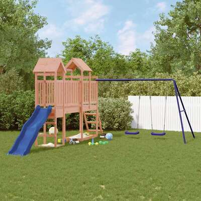 Douglas Dreamland: Solid Wood Playhouse featuring Slide and Swings