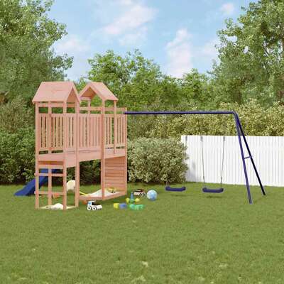 Adventure Haven: The Ultimate Solid Wood Playhouse with Slide, Swings, and Rockwall