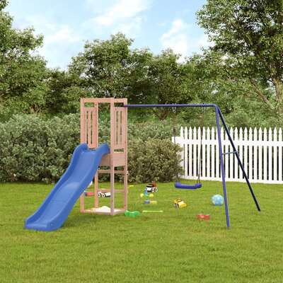 Douglas Delight: Solid Wood Playhouse with Slide and Swing Combo