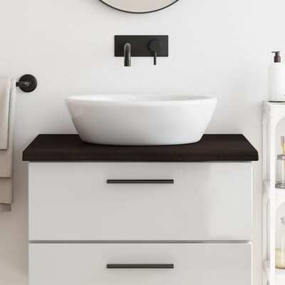 Contemporary Chic: Dark Grey Treated Solid Wood Bathroom Countertop