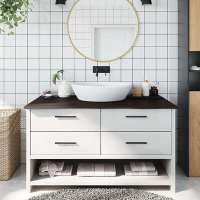 Bathroom Countertop Dark Grey Treated Solid Wood