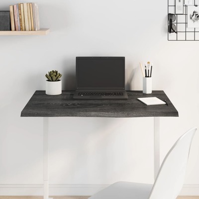 Modern Oak Haven: Dark Grey Treated Solid Wood Table Top