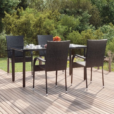 Rattan Noir Dining Experience: 5-Piece Garden Dining Set in Black