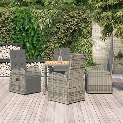 Modern Garden Gathering: Grey Poly Rattan 5-Piece Dining Set