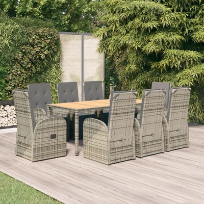 Modern Garden Gathering: Grey Poly Rattan 9-Piece Dining Set