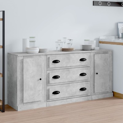 Elegant 3-Piece Concrete Grey Engineered Wood Dining Ensemble