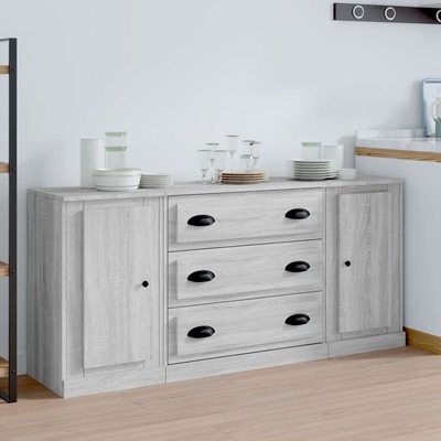 Elegant 3-Piece Grey Sonoma Engineered Wood Dining Ensemble