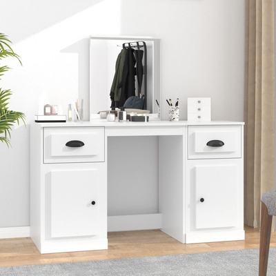 Classic White Vanity: A Stylish Dressing Table with Mirror