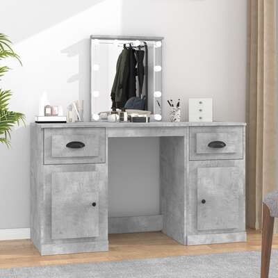 Classic Concrete Grey Vanity: A Stylish Dressing Table with LED